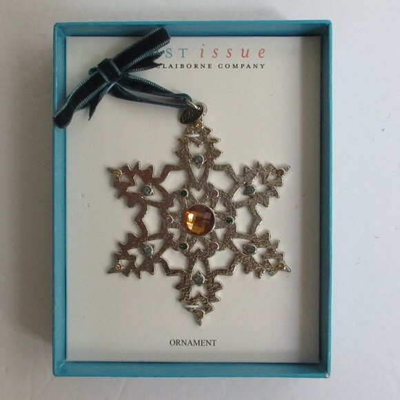 First Issue Liz Claiborne Snowflake Christmas Tree Ornament 2007 NEW in Box - Picture 2 of 11